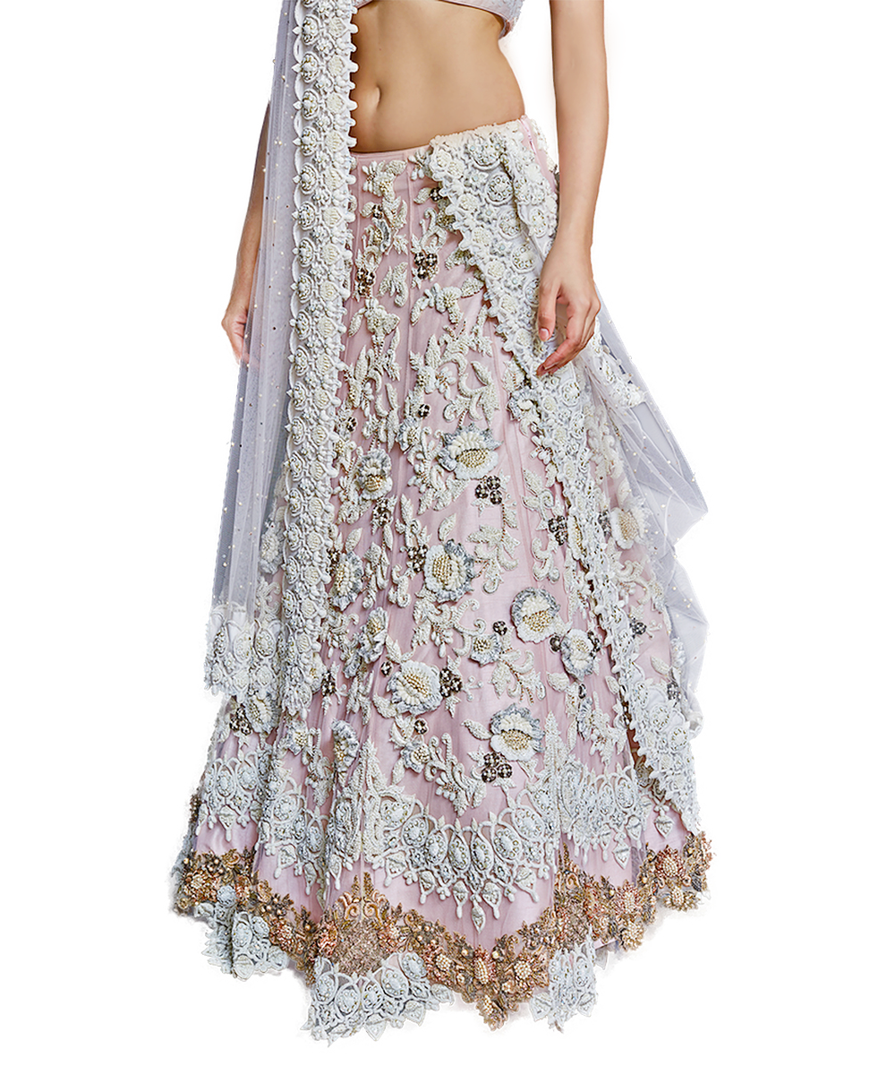 Blush Pink Lehenga With intricate Pearl Embroidery