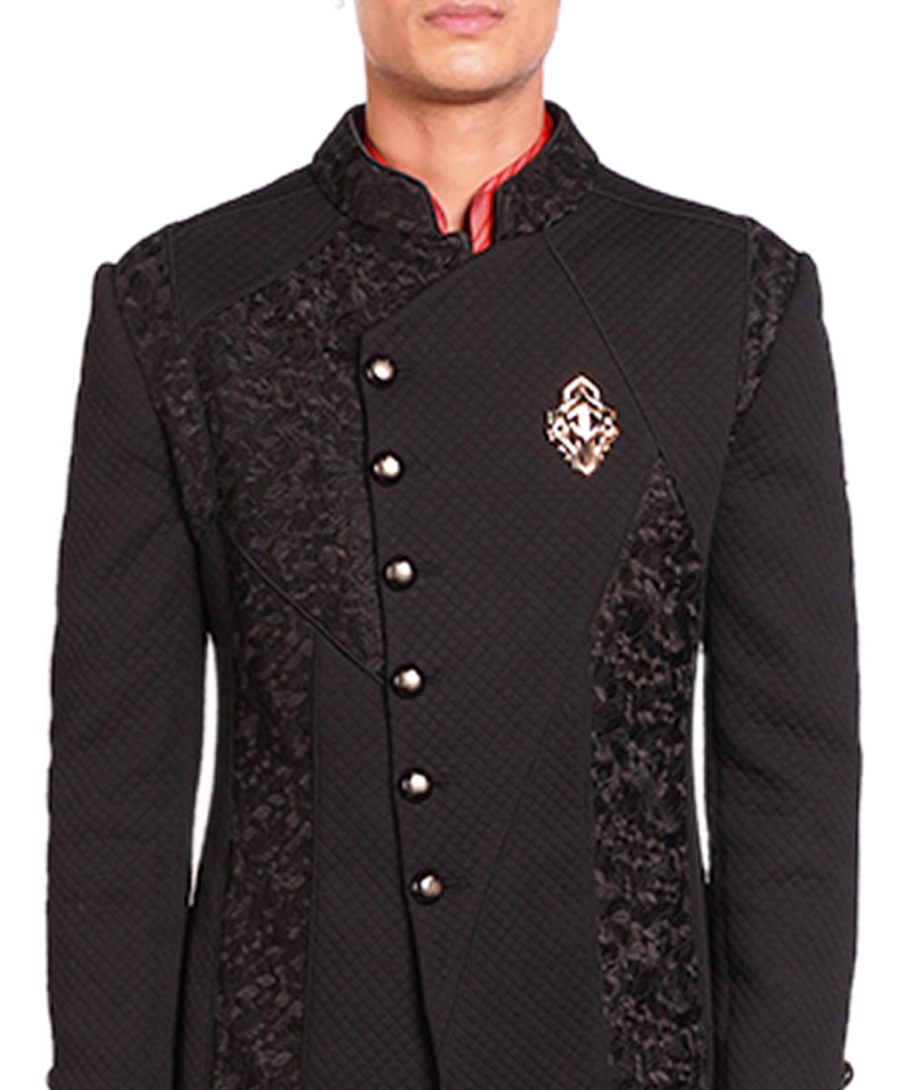 Signature Black asymmetric resham embellished Cut & Sew Indo-Western