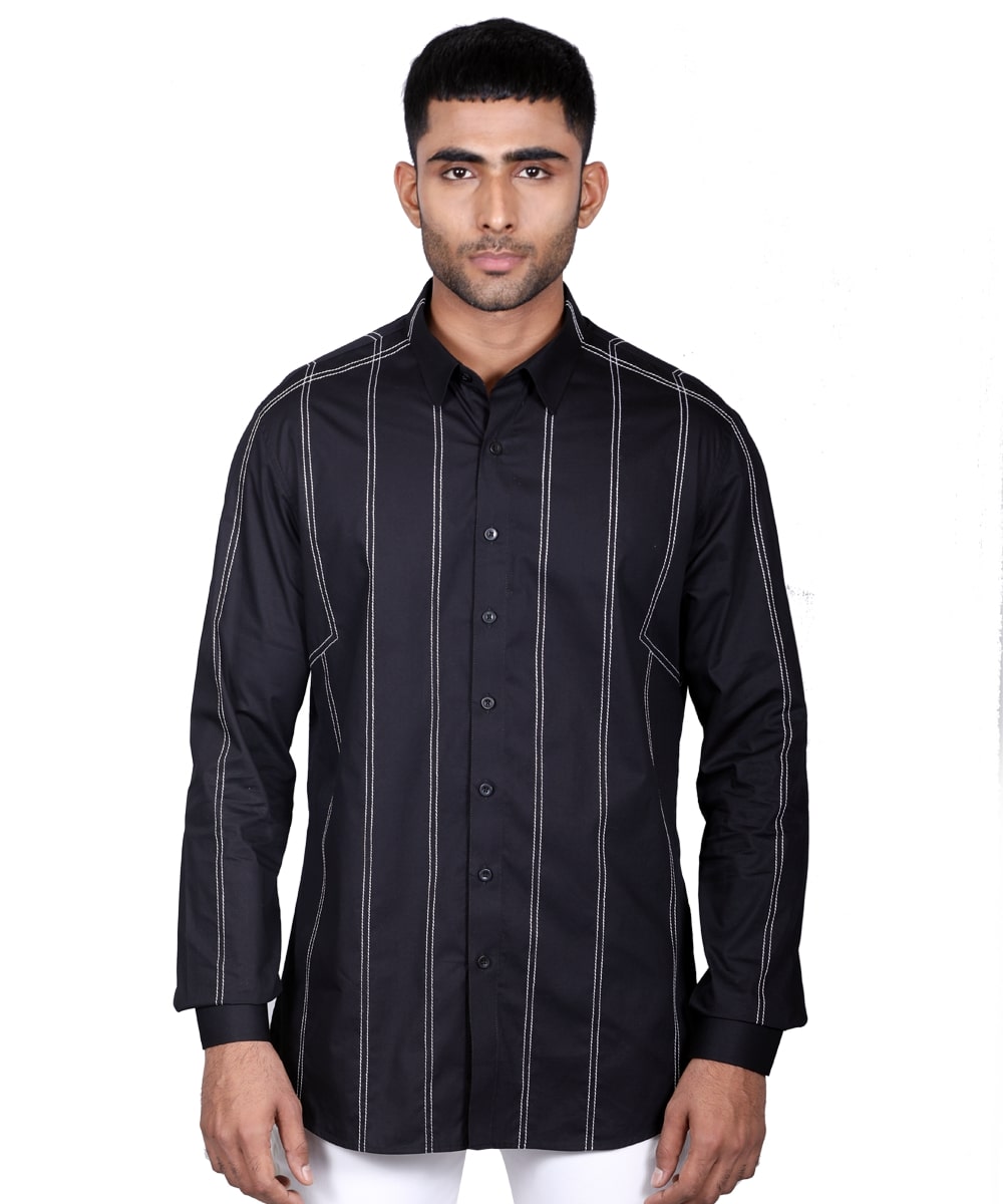 Black Shirt With White Stitch detail