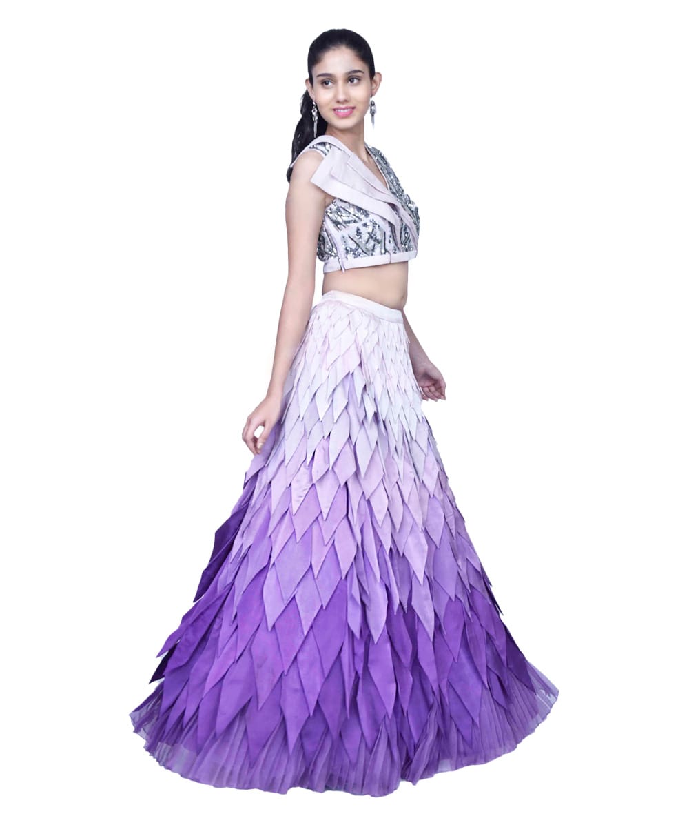 Gradient Purple Lehenga With Embroidered Blouse
