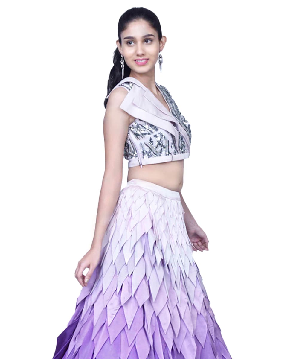 Gradient Purple Lehenga With Embroidered Blouse