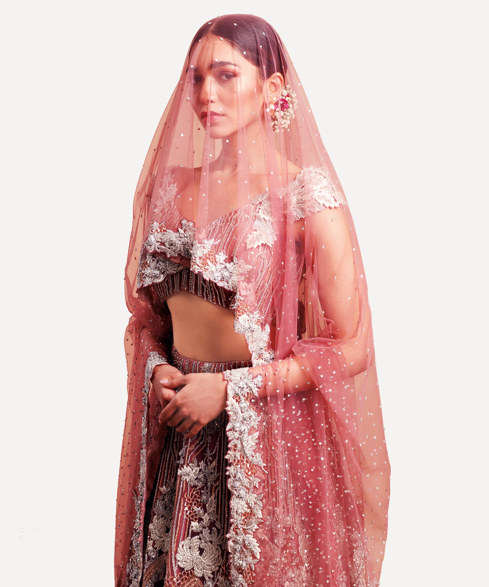 Ombré Old-Rose Pink Lehenga With Embroidery