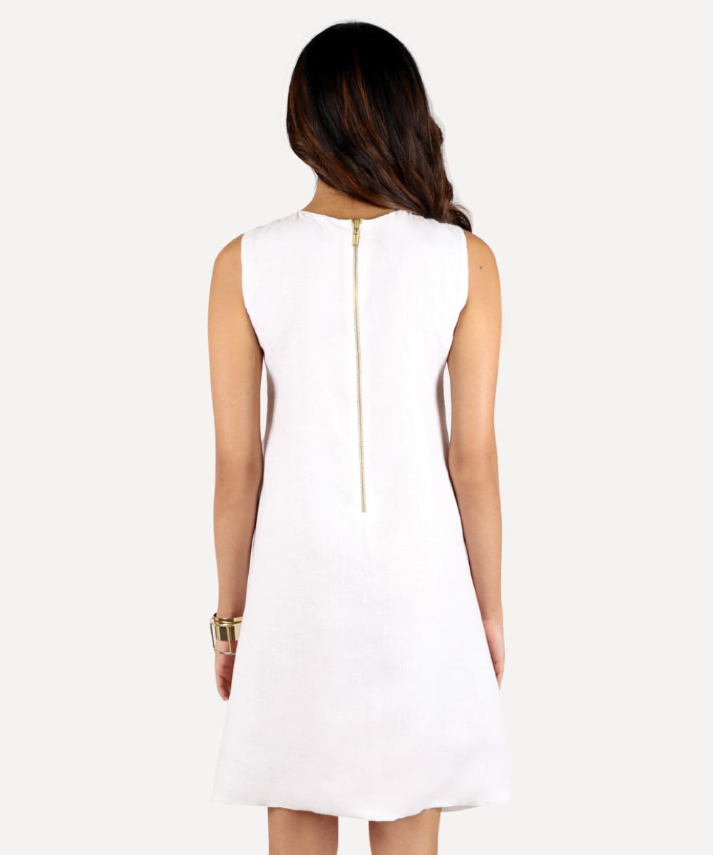 White Ruffle Dress With Rivet Detail