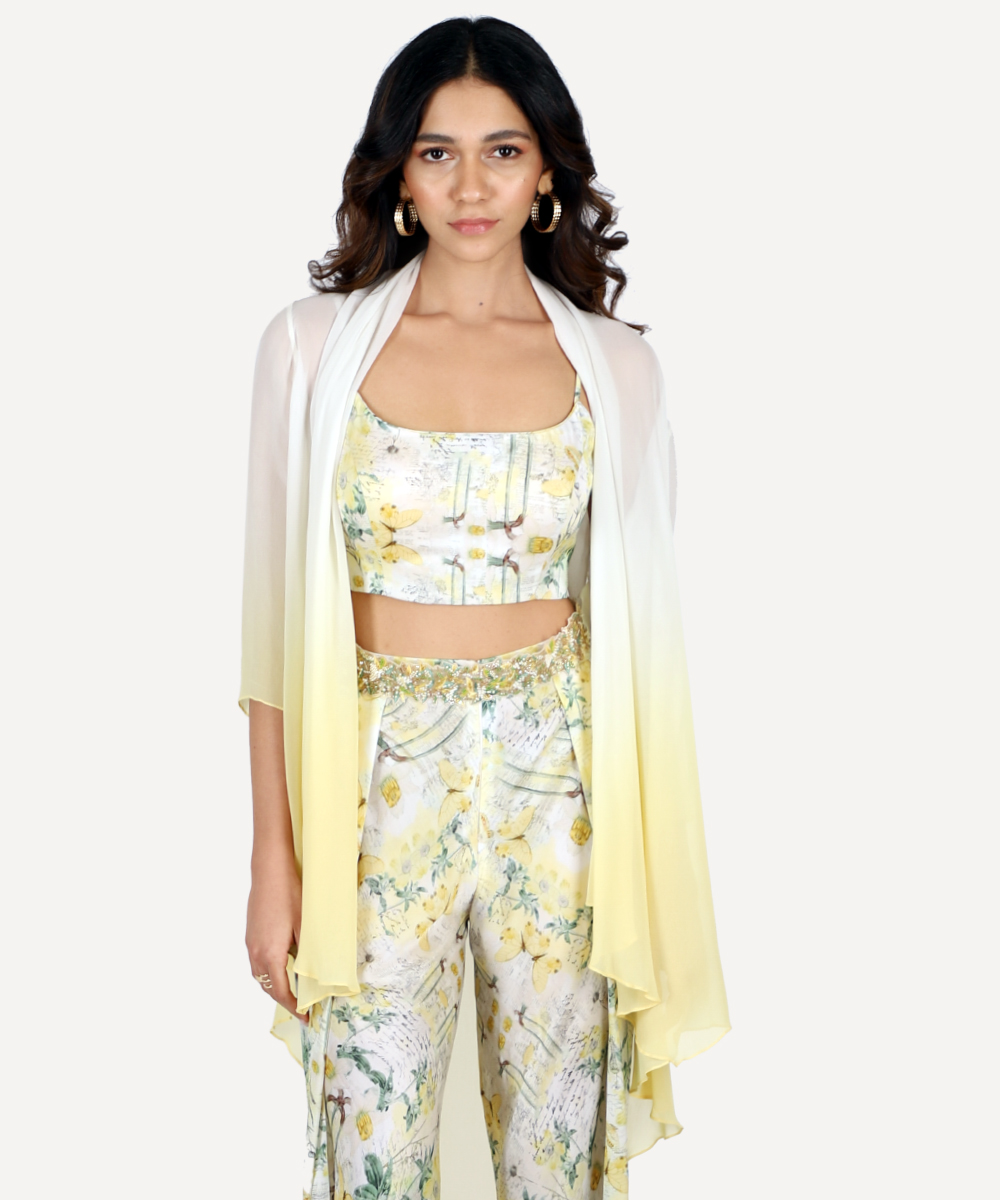 Digitally Printed Co-Ord Set With Ombré Top And Flared Pants