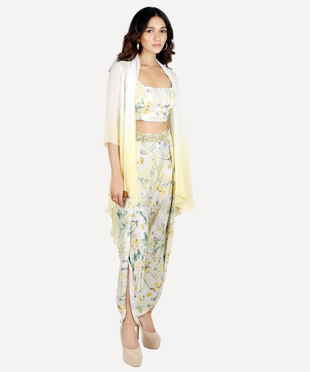 Digitally Printed Co-Ord Set With Ombré Top And Flared Pants