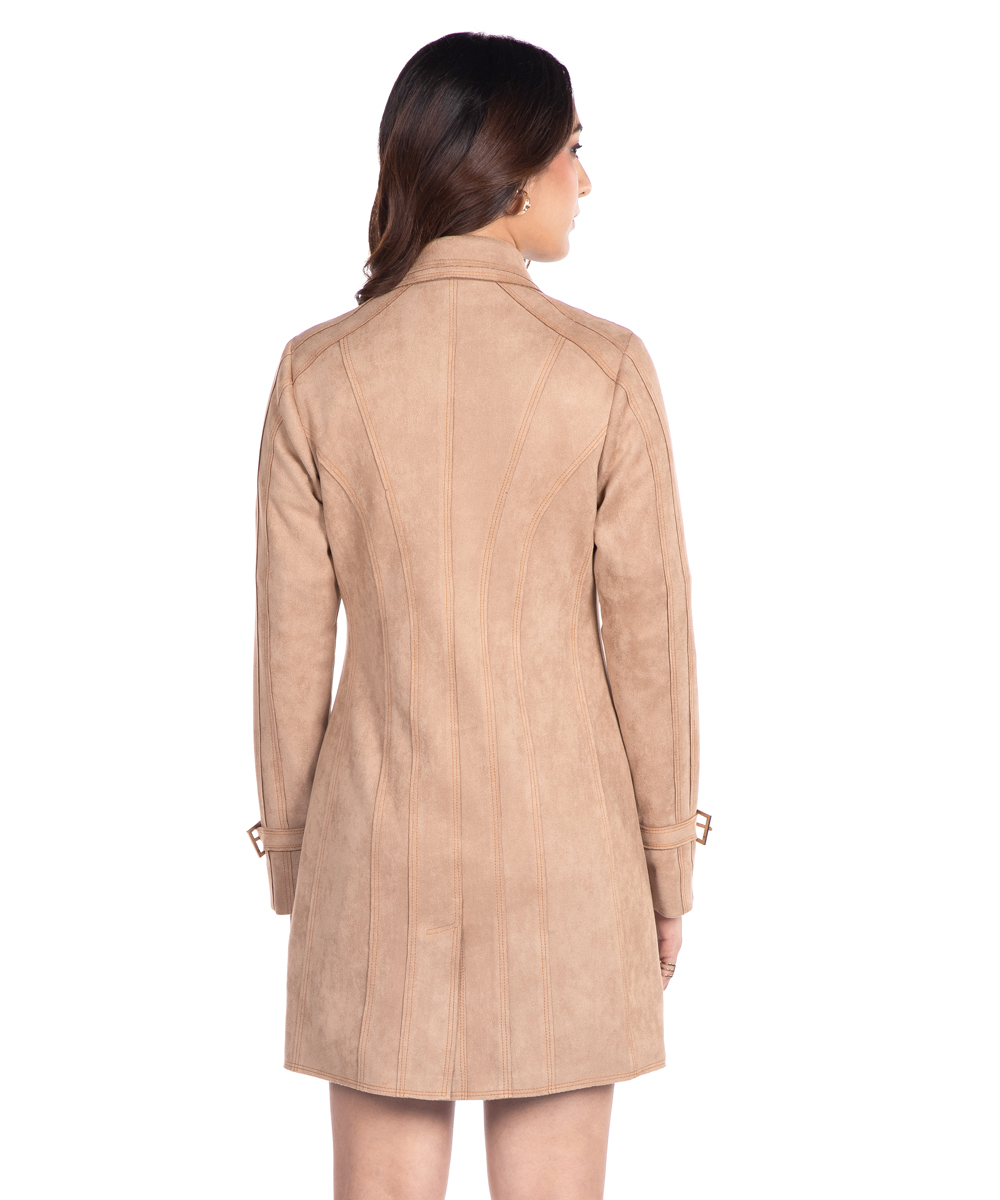Camel Suede Trench Coat