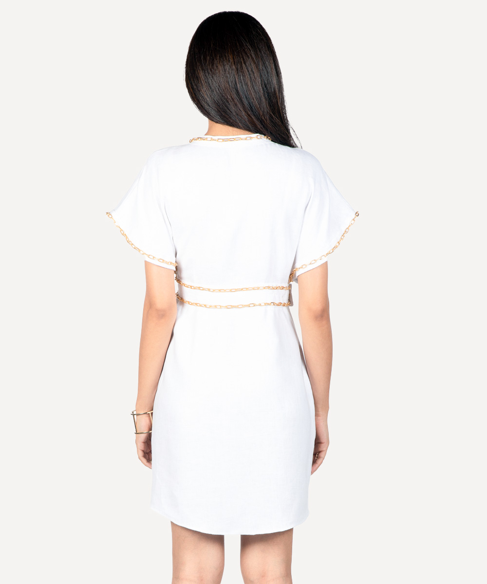 White Italian linen wrap dress