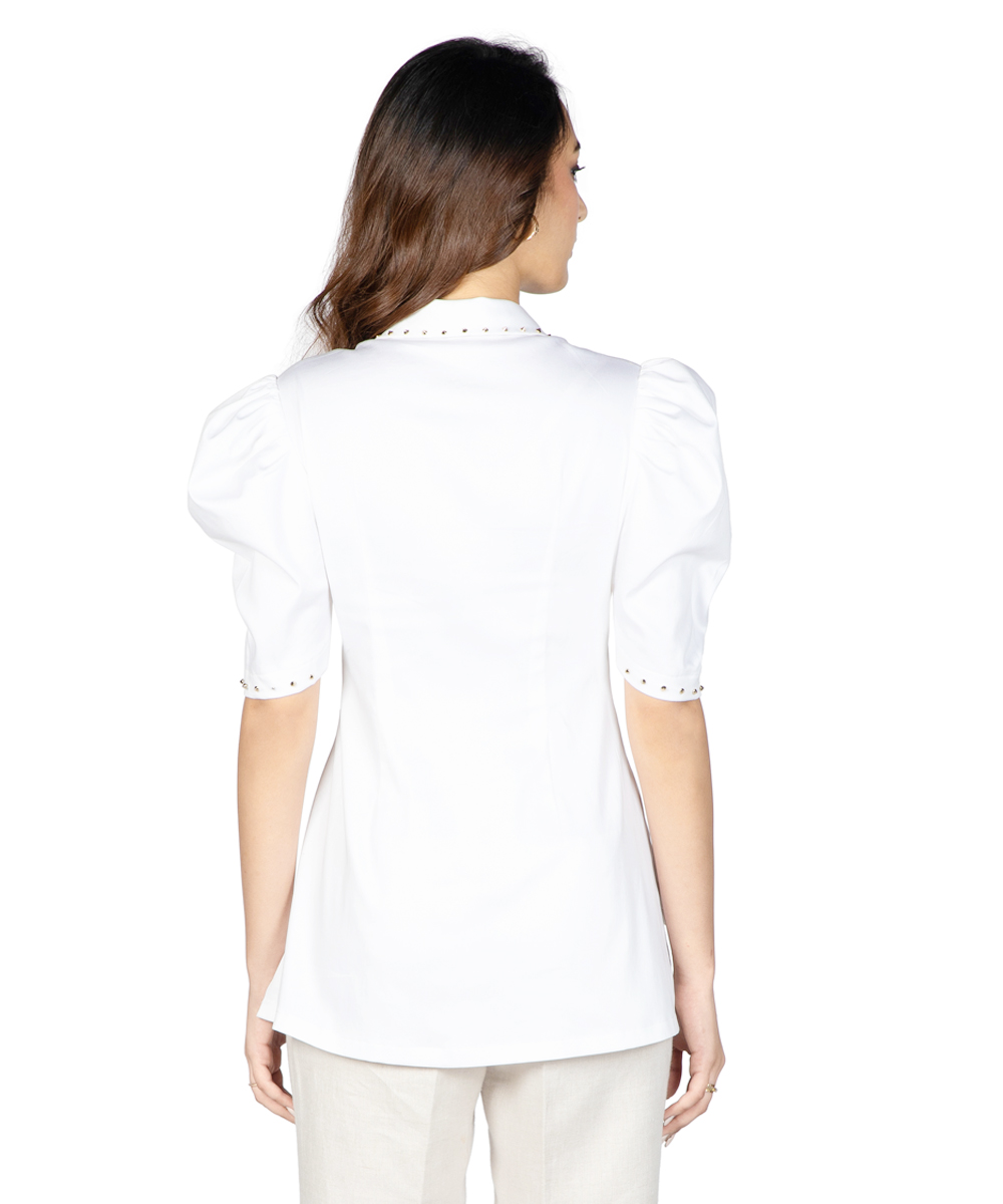 White Chelsea collar Italian linen shirt