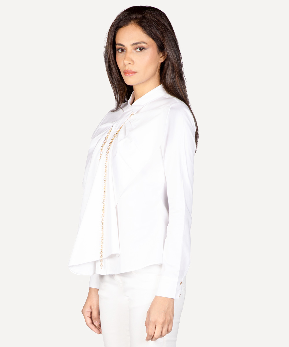 White Italian linen shirt with bow
