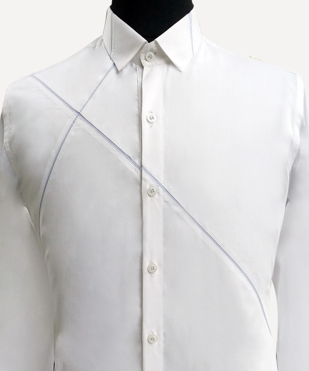 White And Blue Cut & Sew Shirt
