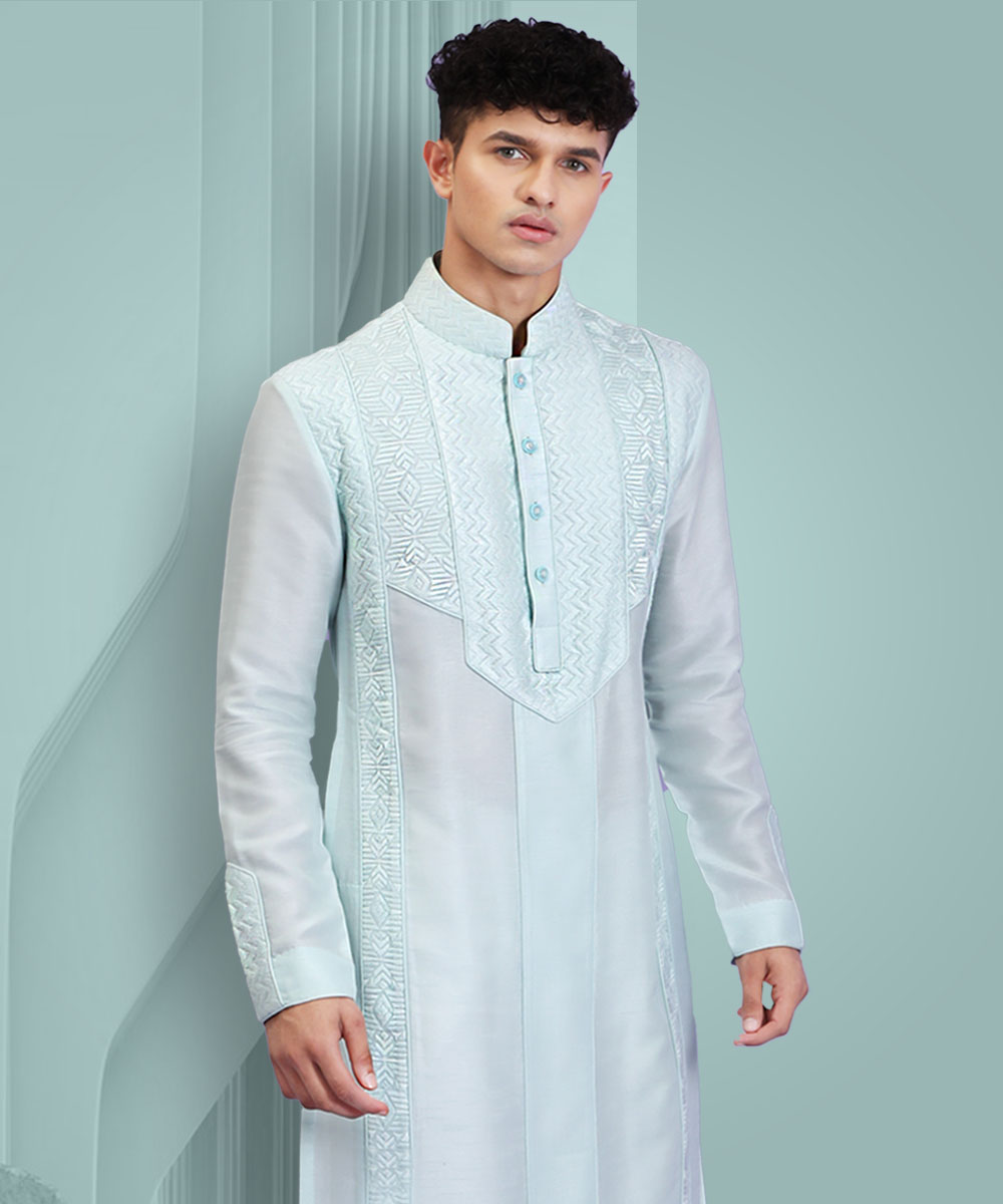 Mint Blossom Silk Kurta