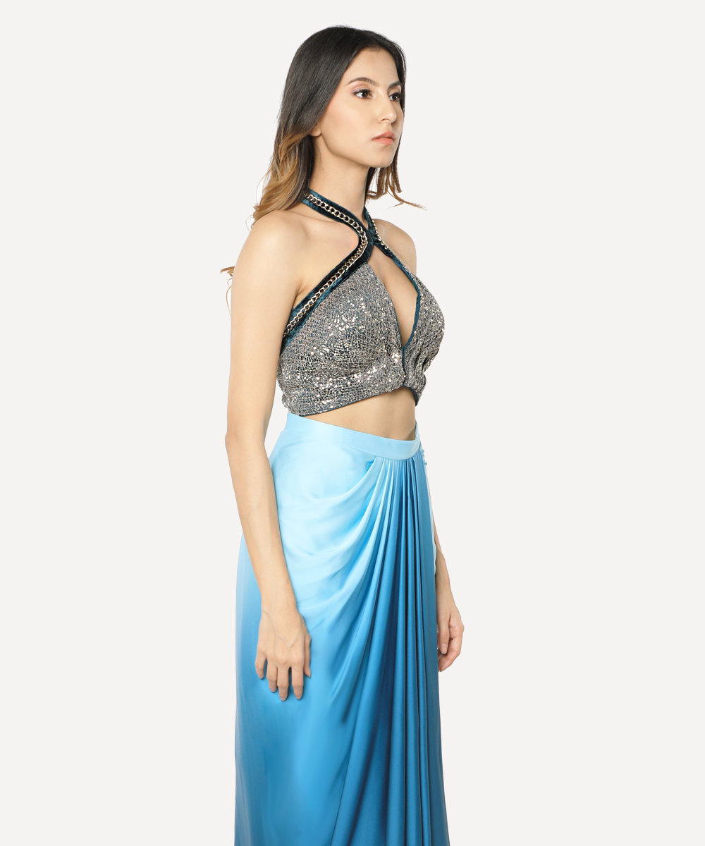 Ombre Draped Skirt and Bustier Set