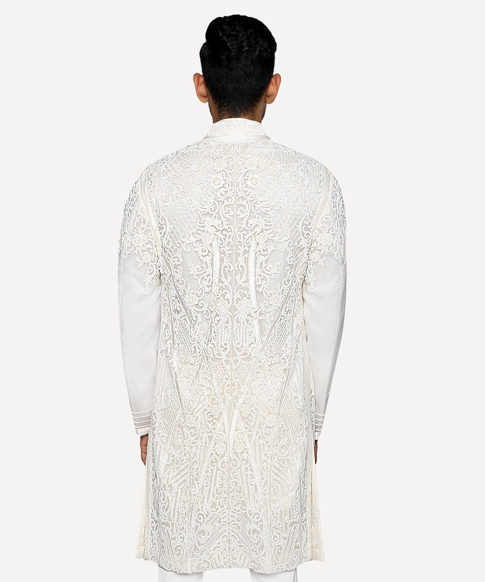 Ivory Sherwani With Intricate Embroidery And Embellishments